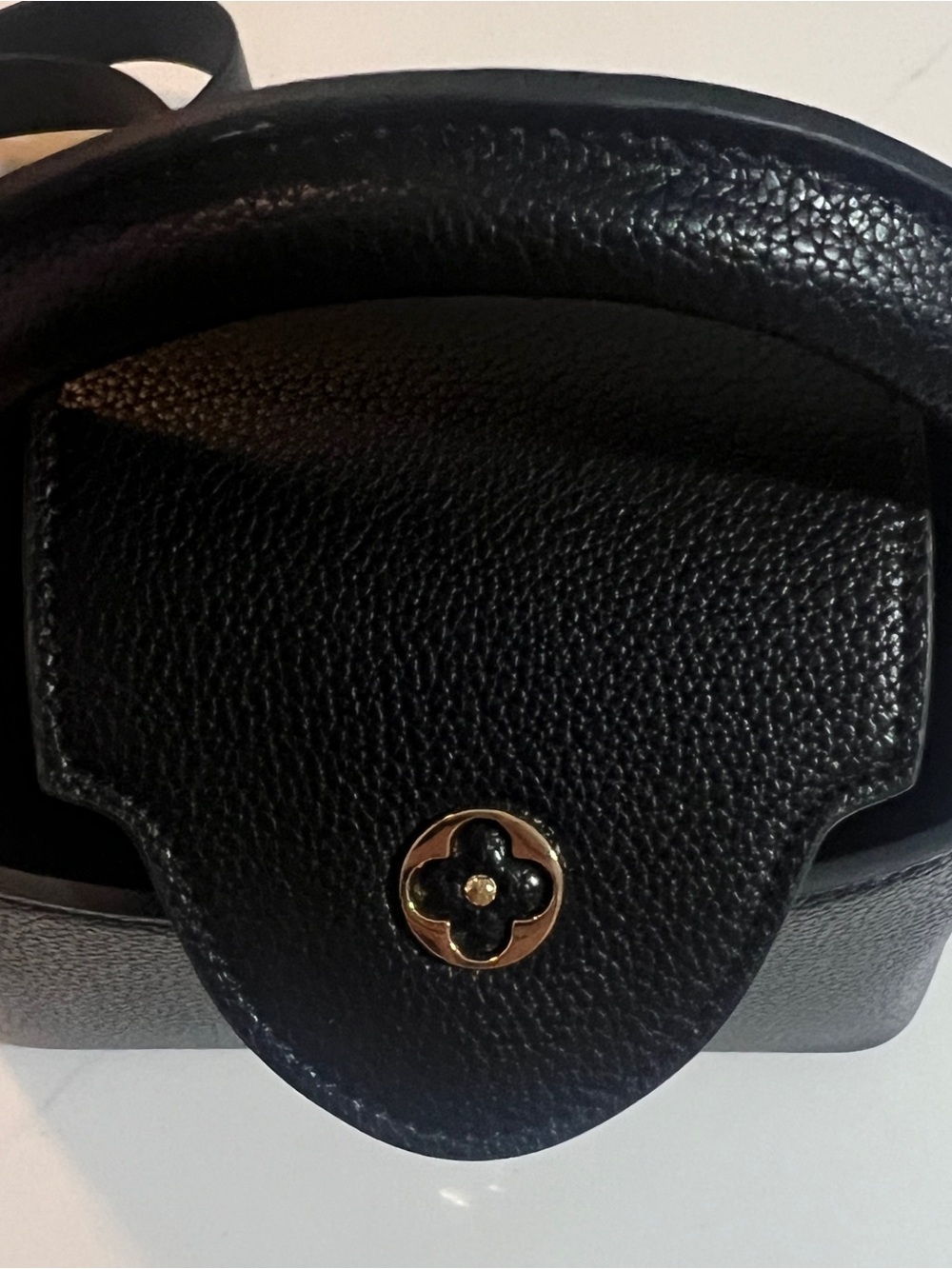 Black Genuine Leather Women's Crossbody Bag with Gold Accent